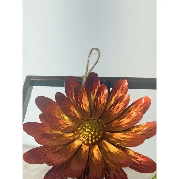 NWT Metal Flower Wall Decor 2 Flowers Outdoor Inside Art Backyard Decorations - Picture 6 of 6